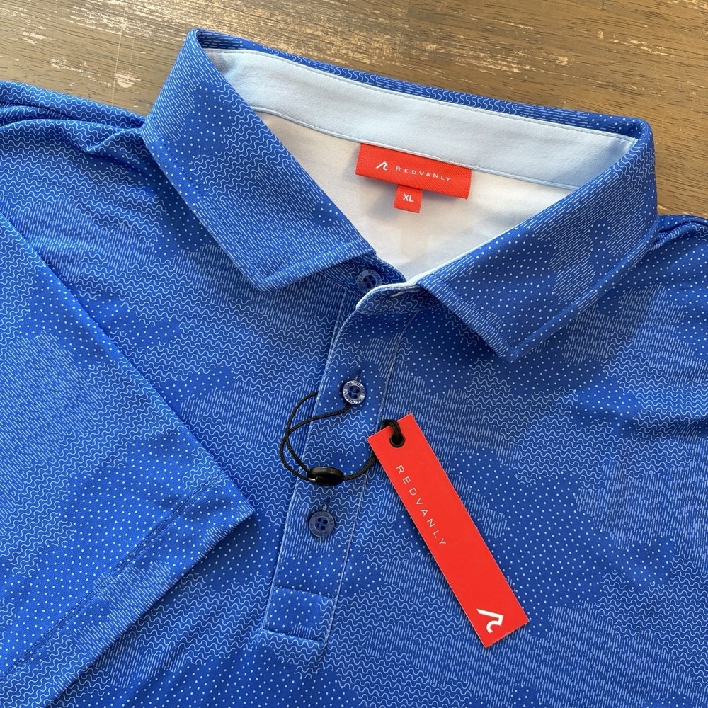 Redvanly Polo Shirt Mens XL Blue‎ Golf Athletic Luxury Performance ARUNDEL NEW